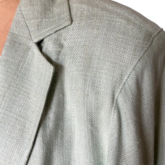 Savannah 100% Silk Mint Green Blazer Pockets & Single Button Closure Oversized M - Picture 4 of 9